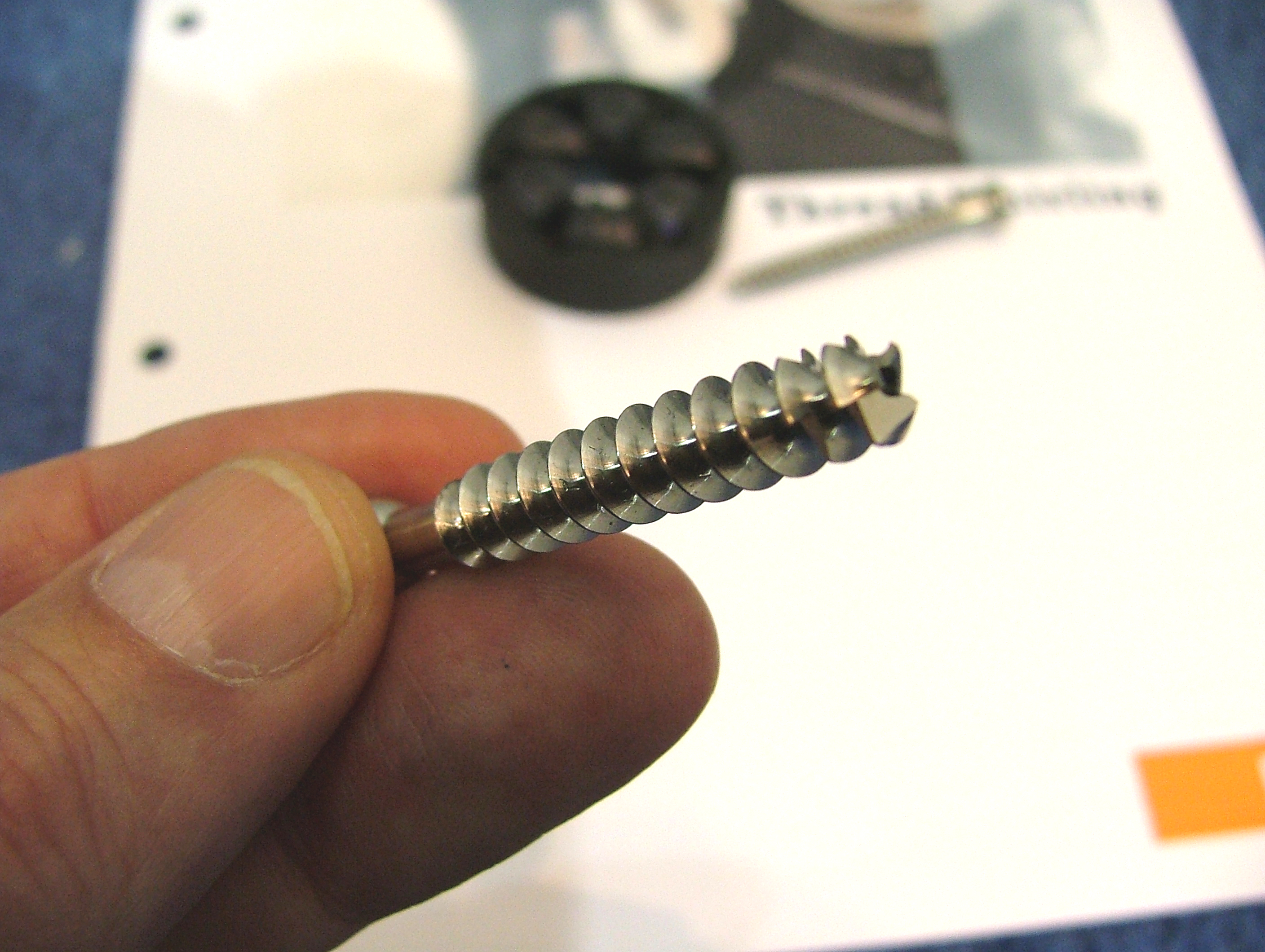  Precision machined titanium bone screws are used in orthopedics.