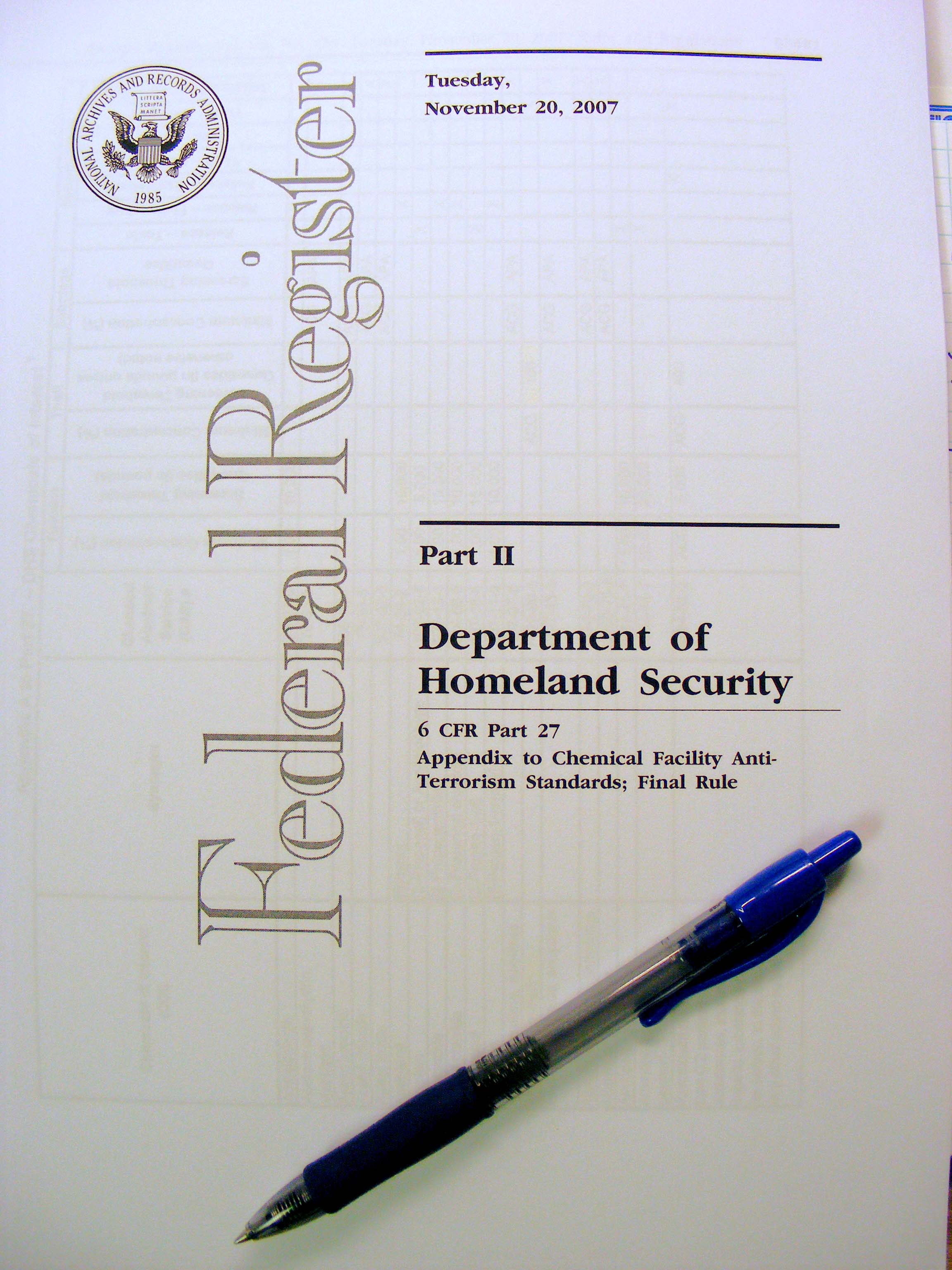 CFATS fedreg 004adj More Exciting Reading From Department of Homeland Security